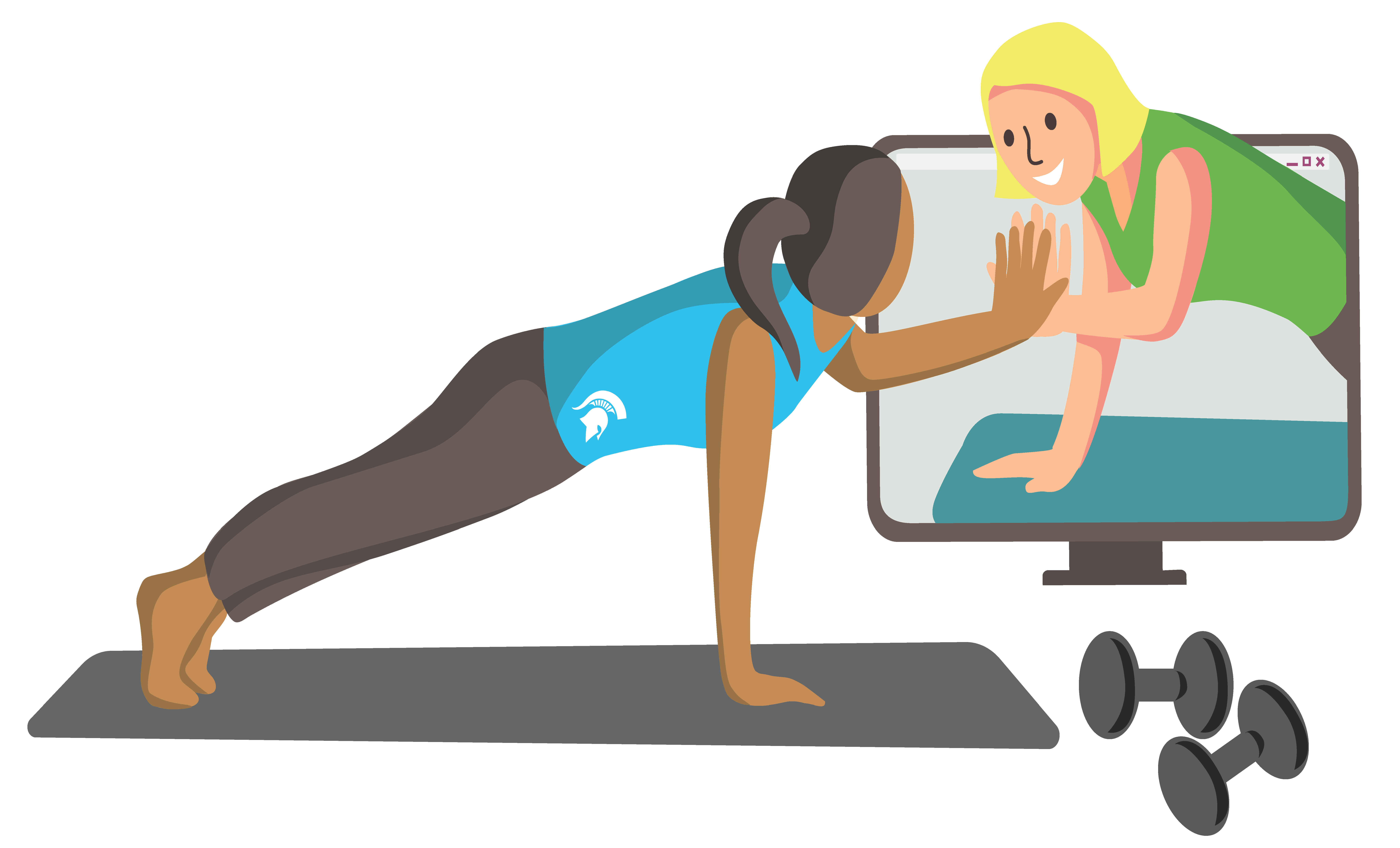 Virtual Thrive exercise cartoon yoga mat
